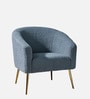 Modern Touch Velvet Fabric Barrel Chair in Blue Colour