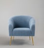 Modern Touch Velvet Fabric Barrel Chair in Blue Colour