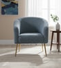 Modern Touch Velvet Fabric Barrel Chair in Blue Colour