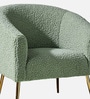 Modern Touch Velvet Fabric Barrel Chair in Green Colour