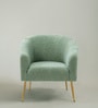Modern Touch Velvet Fabric Barrel Chair in Green Colour