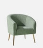 Modern Touch Velvet Fabric Barrel Chair in Green Colour