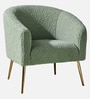 Modern Touch Velvet Fabric Barrel Chair in Green Colour