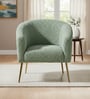 Modern Touch Velvet Fabric Barrel Chair in Green Colour