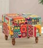 Modern Fabric Ottoman In  Floral Swirls Multicolor Colour