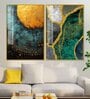 Modern Turquoise Artistic Art Acrylic Framed Art Panel (Set Of 2)