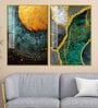 Modern Turquoise Artistic Art Acrylic Framed Art Panel (Set Of 2)