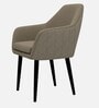 Classic Modern Arm Dining Chair With Black Iron Legs In Grey Color