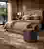 Modern Upholstered Slipper Curved Pattern Chair  In Brown Colour