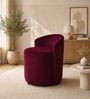 Modern Upholstered Slipper Curved Pattern Chair  In Maroon Colour