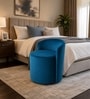 Modern Upholstered Slipper Curved Pattern Chair In Teal  Blue Colour