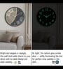 Black Modern Wall Clock With Green 3D Radium Numbers (13 Inch)