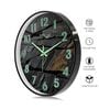 Black Metallic Modern Wall Clock With 3D Radium Numbers (13 Inch)