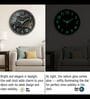 Black Metallic Modern Wall Clock With 3D Radium Numbers (13 Inch)