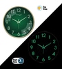 Green Modern Glow-In-The-Dark Wall Clock With Gold Frame (30 Cm)