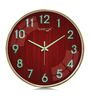 Red Wood Pattern Modern Wall Clock With Gold Frame (13 Inch)