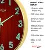 Red Wood Pattern Modern Wall Clock With Gold Frame (13 Inch)