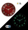 Red Wood Pattern Modern Wall Clock With Gold Frame (13 Inch)