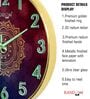 Gold Mandala Wall Clock With 3D Radium Numbers (13 Inch)