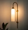 Modern Wall Lamp Antique Brass Finish with Frosted Milky White Long Glass