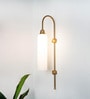 Modern Wall Lamp Antique Brass Finish with Frosted Milky White Long Glass