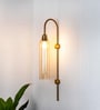 Modern Wall Lamp Antique Brass Finish with Golden Luster Long Glass