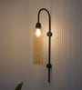Modern Wall Lamp Black Polished with Golden Luster Long Glass