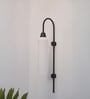Modern Wall Lamp Black Polished with Milky Frosted Long Glass