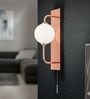 Modern Wall Light with Opal Glass Globe & Rose Gold Finish