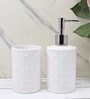 Modern White Ceramic Set of 2 Bath Accessories Set 