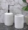Modern White Ceramic Set of 2 Bath Accessories Set