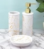 Modern White Ceramic Set of 3 Bath Accessories Set 