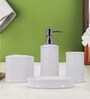 Modern White Ceramic Set of 4 Bath Accessories Set