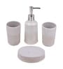 Modern White Ceramic Set of 4 Bath Accessories Set 