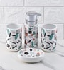 Modern White Ceramic Set of 4 Bath Accessories Set 