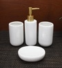 Modern White Ceramic Set of 4 Bath Accessories Set 