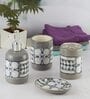 Modern White Ceramic Set of 4 Bath Accessories Set 