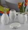 Modern White Ceramic Set of 4 Bath Accessories Set 