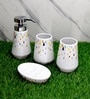 Modern White Ceramic Set of 4 Bath Accessories Set 