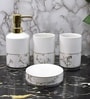 Modern White Ceramic Set of 4 Bath Accessories Set 