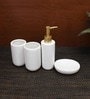 Modern White Ceramic Set of 4 Bath Accessories Set 