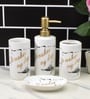 Modern White Ceramic Set of 4 Bath Accessories Set 