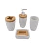 Modern White Ceramic Set of 4 Bath Accessories Set 