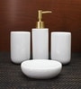 Modern White Ceramic Set of 4 Bath Accessories Set 