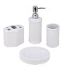 Modern White Ceramic Set of 4 Bath Accessories Set