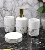 Modern White Ceramic Set of 4 Bath Accessories Set 