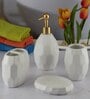 Modern White Ceramic Set of 4 Bath Accessories Set 