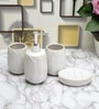 Modern White Ceramic Set of 4 Bath Accessories Set 