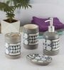Modern White Ceramic Set of 4 Bath Accessories Set 