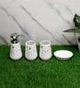 Modern White Ceramic Set of 4 Bath Accessories Set 